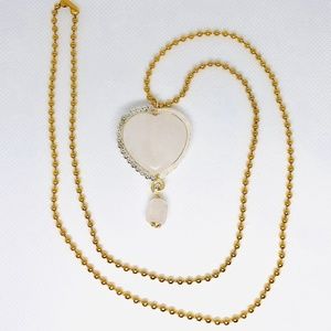 Charm Pendant Heart Genuine Quartz Clear Pink Gift